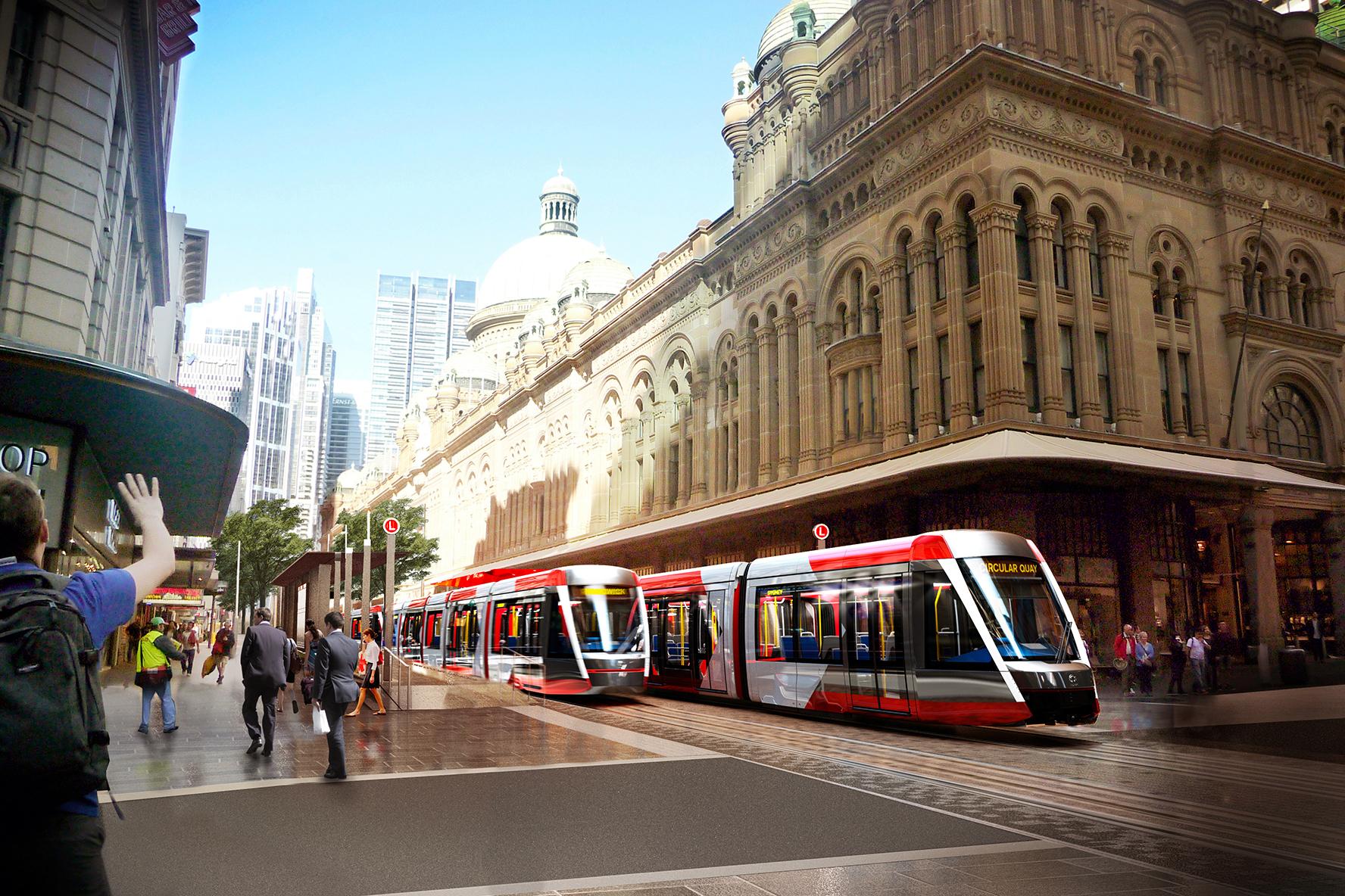 Sydney light rail at QVB concept art